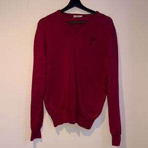 Versace Collection maroon V-neck light sweater.